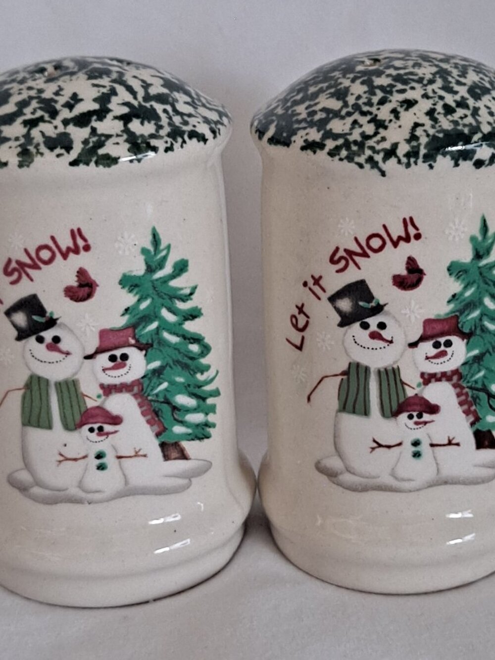 Vintage Atico International SALT & PEPPER SHAKERS Set 'Let It Snow' Snowman
